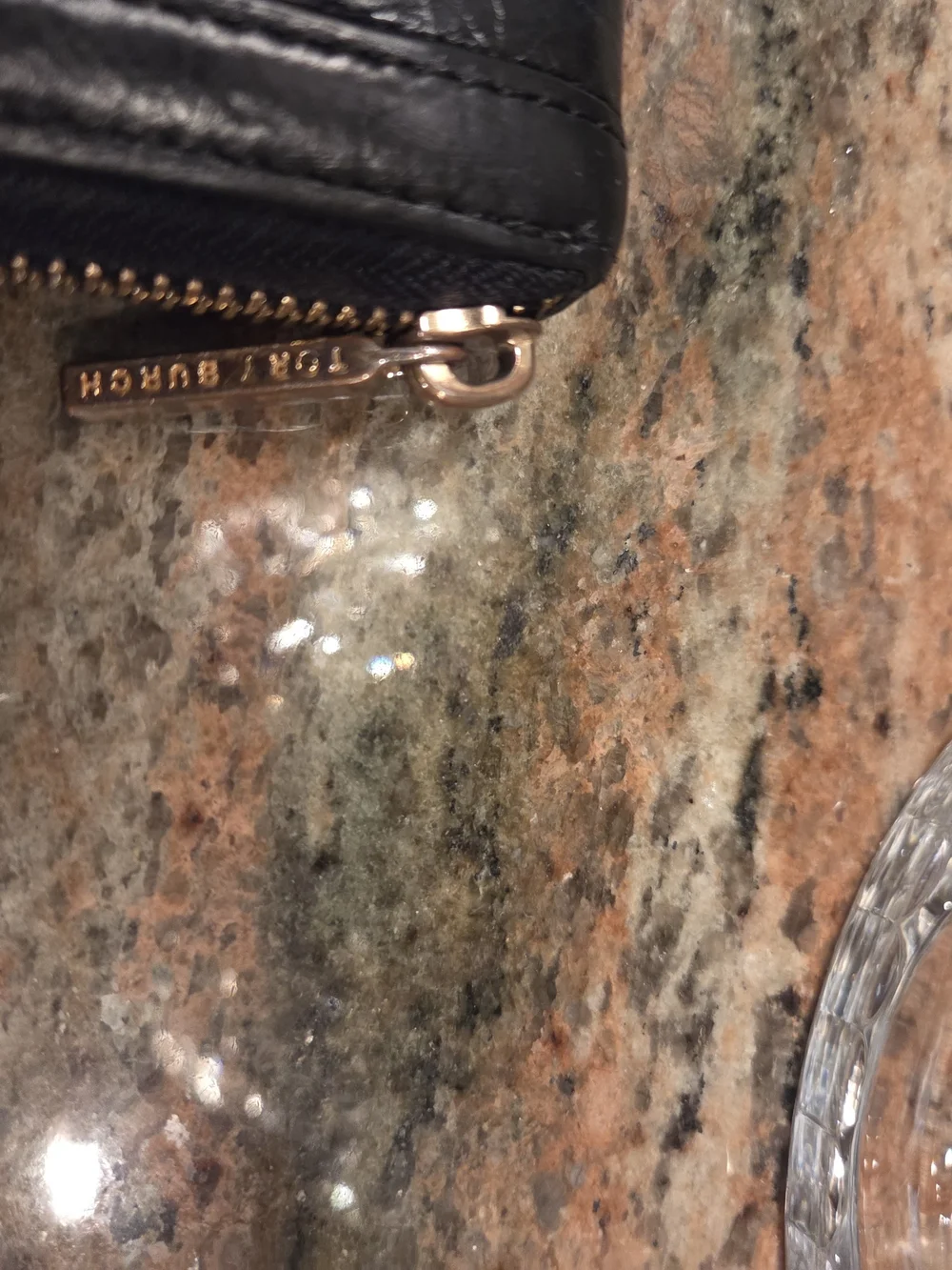 Two Tory Burch Black Leather Zip Wallets